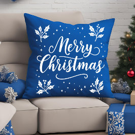Elegantes White Script Frohe Weihnachtswurfkissen Kissen