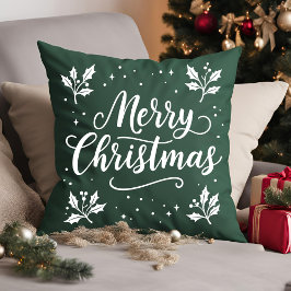Elegantes White Script Frohe Weihnachtswurfkissen Kissen