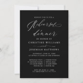 Elegantes White Script Hochzeit Probe Dinner Einladung (Vorderseite)