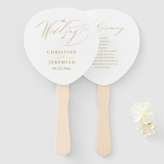 Elegantes White-Script-Hochzeitsprogramm Fächer (Vorne und Hinten)