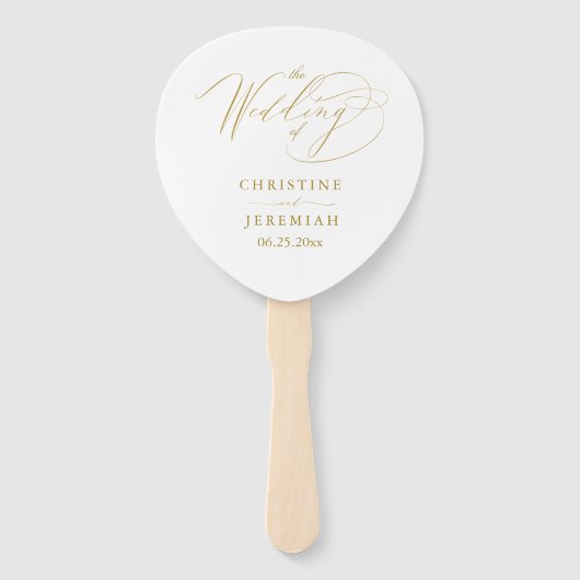 Elegantes White-Script-Hochzeitsprogramm Fächer (Vorderseite)