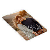 Elegantes White Script | Hochzeitstag speichern Magnet (Rechte Seite)