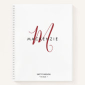 Elegantes White Script Monogram Sketchbook Notizblock (Vorderseite)
