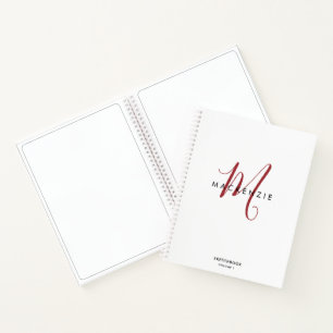Elegantes White Script Monogram Sketchbook Notizblock