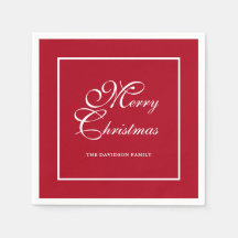 Elegantes White Script Personalisiert Red Christma