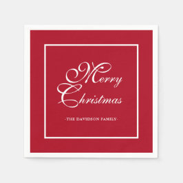 Elegantes White Script Personalisiert Red Christma Serviette
