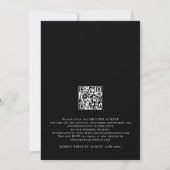 Elegantes White Script QR Code Black Wedding Einladung (Rückseite)