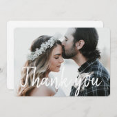 Elegantes White Script Schriftart Foto Dankeskarte (Vorne/Hinten)