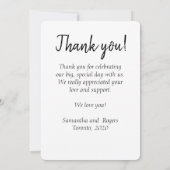 Elegantes White Script Schriftart Foto Dankeskarte (Rückseite)