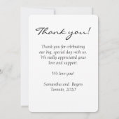 Elegantes White Script Schriftart Wedding Foto Dankeskarte (Rückseite)