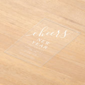 Elegantes White Script Silver Party Acryleinladungen (Ablage )