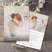 Elegantes White Script Wedding 2 Foto Dankeskarte