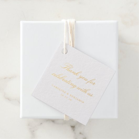 Elegantes White Script Wedding Custom Vielen Dank Geschenkanhänger (Mit Box)