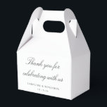 Elegantes White Script Wedding Custom Vielen Dank Geschenkschachtel<br><div class="desc">Stilvolle formale klassische traditionelle Skripte Elegant Wedding Custom Vielen Dank für die Box in Weiß mit schwarzer Typografie</div>