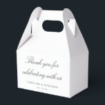 Elegantes White Script Wedding Custom Vielen Dank Geschenkschachtel<br><div class="desc">Stilvolle formale klassische traditionelle Skripte Elegant Wedding Custom Vielen Dank für die Box in Weiß mit schwarzer Typografie</div>