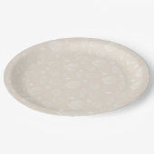 Elegantes White Seashells Beige Muster Pappteller (Schrägansicht)