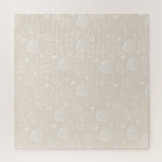 Elegantes White Seashells Beige Muster Puzzle (Vertikal)