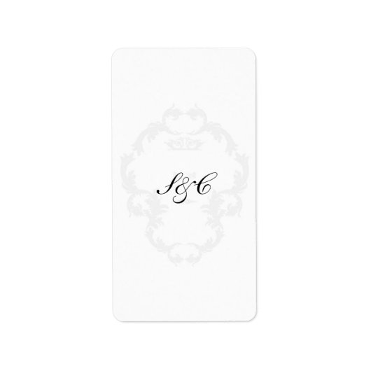 Elegantes White/Silver Wedding Hershey's Miniatur Adressaufkleber (Vorne)