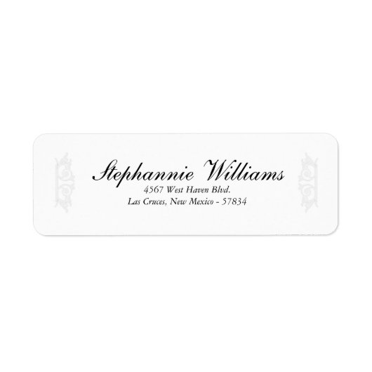 Elegantes White/Silver Wedding Return-Adressetiket (Vorne)