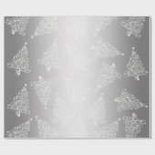 Elegantes White & Silver Weihnachtsbaummuster Geschenkpapier (Flach)
