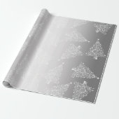 Elegantes White & Silver Weihnachtsbaummuster Geschenkpapier (Ungerollt)