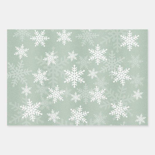 Elegantes White Snowflake Muster Winterfest Geschenkpapier Set (Vorderseite 3)
