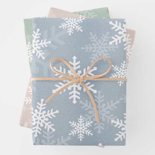 Elegantes White Snowflake Muster Winterfest Geschenkpapier Set (Beispiel)