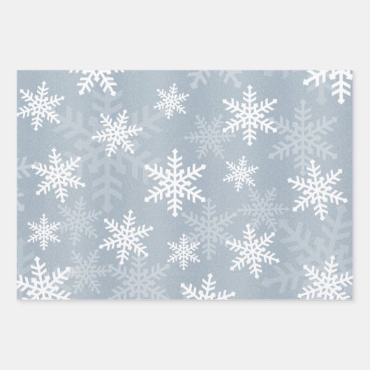 Elegantes White Snowflake Muster Winterfest Geschenkpapier Set (Vorderseite)