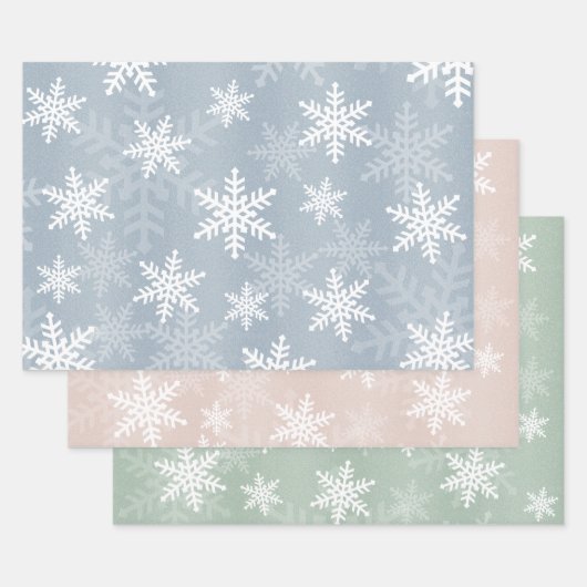 Elegantes White Snowflake Muster Winterfest Geschenkpapier Set (Set)