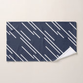 Elegantes White Stripes Muster Navy Blue Badhandtuch Set (Handtuch)