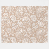 Elegantes White & Tan Vintag Paisley Muster Fleecedecke (Vorderseite (Horizontal))