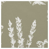 Elegantes White Taupe Herbal Garden Muster Stoff (Nahaufnahme)