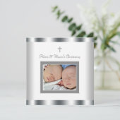 Elegantes White Twins Foto Einladungen (Stehend Vorderseite)