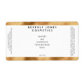 Elegantes White W Gold Border Cosmetics Label (Vorne)
