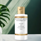 Elegantes White W Gold Border Cosmetics Label