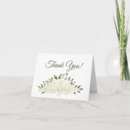 Elegantes White Watercolor Floral Wedding Foto Dankeskarte