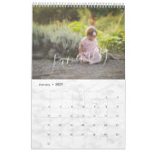 Elegantes White Watercolor Script Multi-Foto Kalender (Jan 2027)