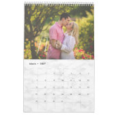 Elegantes White Watercolor Script Multi-Foto Kalender (Mär 2027)
