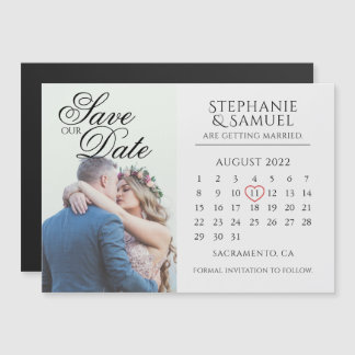 Elegantes White Wedding Calendar Foto Save the Dat Magneteinladung