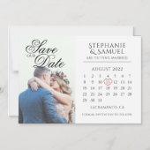 Elegantes White Wedding Calendar Foto Save the Dat Magneteinladung (Vorderseite)