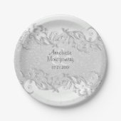 Elegantes White Wedding Design Pappteller (Vorderseite)