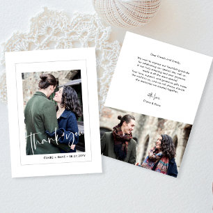 Elegantes White Wedding Foto Dankeschön Card Dankeskarte