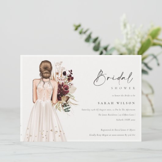 Elegantes White Wedding Gown Brautparty laden Dankeskarte (Stehend Vorderseite)