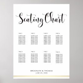 Elegantes White Wedding Seating Chart 18x24 Poster