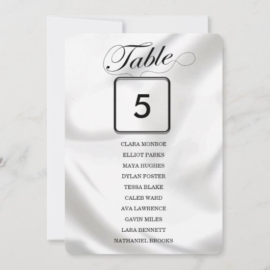 Elegantes White Wedding Tischnummer Seating Chart (Rückseite)