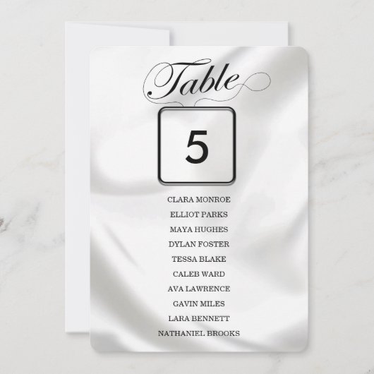 Elegantes White Wedding Tischnummer Seating Chart (Vorderseite)