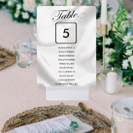 Elegantes White Wedding Tischnummer Seating Chart