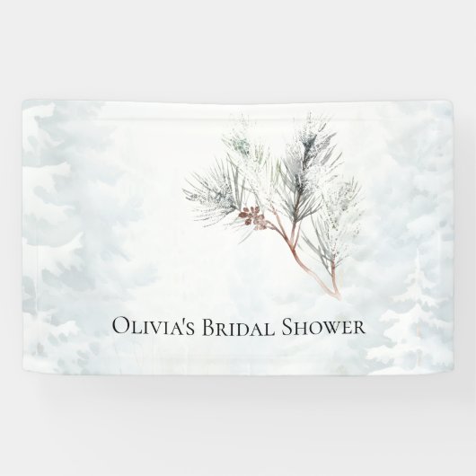 Elegantes White Winter Pine Brautparty Banner (Horizontal)