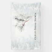 Elegantes White Winter Pine Brautparty Banner (Vertikal)