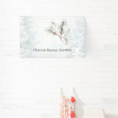 Elegantes White Winter Pine Brautparty Banner (InSitu)